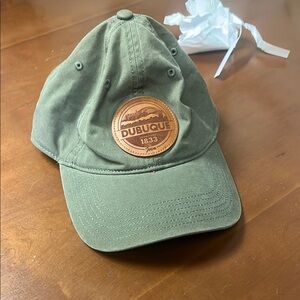 Dubuque Iowa Green Curved Brim Hat with Leather Patch
